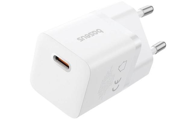 Baseus GaN5 Fast Charger (mini) 1C 25W EU Cluster Supports PPS, PD 3.0, QC 3.0 - White